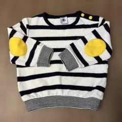 プチバトー　ボーダー柄 エルボーパッチ カットソー 18m