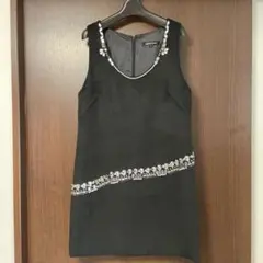 クイーンズコート　ワンピース　ビジュージャンパースカート　黒