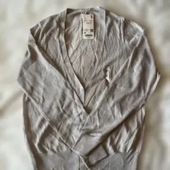 UNIQLO ライトVネックカーディガン 長袖 ライトグレー M