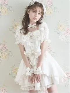 LIZLISA フロントカシュクールBIGリボンセットアップ ホワイト【美品】