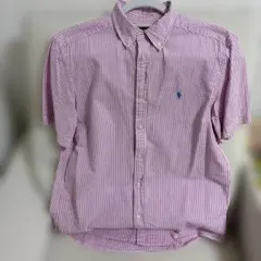 Polo Ralph Lauren 半袖シャツ XL ピンクストライプ　身幅48