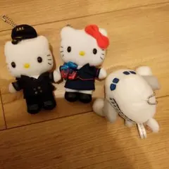 JAL ハローキティ ぬいぐるみ キーホルダー 3点セットのサムネイル