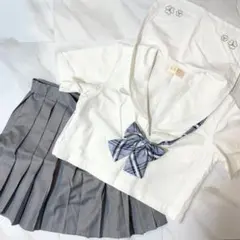 セーラー服3点セット ホワイト/グレー コスプレハロウィンコスチューム Sサイズ