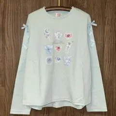 新品タグ付き　メゾピアノ　マジカルグラフィック　長袖Tシャツ　ミント　140cm