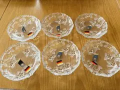 ドイツ製 クリスタルガラス 花模様皿 6枚セット