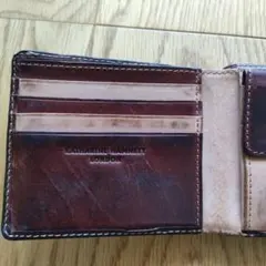 訳ありKATHARINE HAMNETT 二つ折り財布 ダークブラウン
