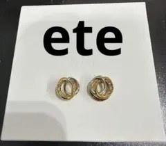 ete SV925 シルバー　ゴールド　バイカラー　ビジューイヤリング　ループ