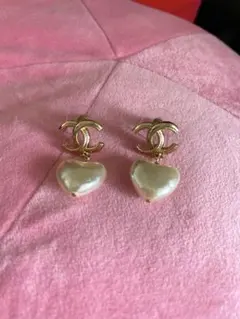 シャネル　ハート　ピアス　パール