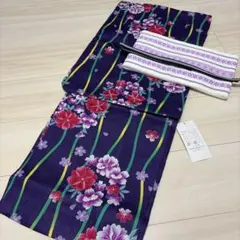 撫松庵10〜11歳 花柄浴衣・帯セット 新品タグ付き - メルカリ