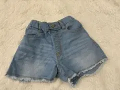デニムブルー フリンジ付きショートパンツ 110cm