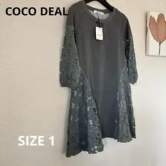 COCO DEAL未使用 グレー レース切替 五分袖チュニック