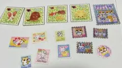 平成レトロ☆切手風フレークシール　キラキラ含む