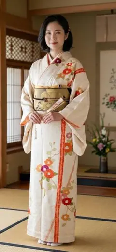 薄ピンク色 訪問着 椿文様