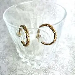 【おまとめ可】　ゴールドツイストフープピアス