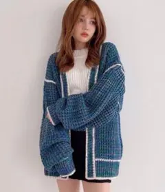 【GRL】ボリュームスリーブミックスニットカーディガン[kz133] 完売品