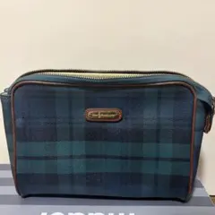ラルフローレン　青緑のチェック柄 ポーチ