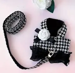 新品　犬用　千鳥柄ハーネス&リードセット　M
