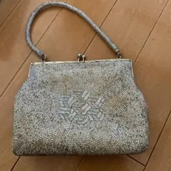シルバー ビーズ刺繍バッグ
