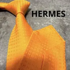 67B09 HERMES エルメス ネクタイ オレンジ H柄 ファソネH - メルカリ