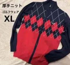 COMONGOLFアーガイルセーター ネイビー/レッド