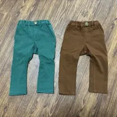 Moujonjon ボトムス 2点セット グリーン ブラウン
