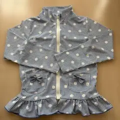 マザウェイズ　ラッシュガード 130 女の子　水玉　ストライプ　青