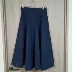 エヌナチュラルビューティーベーシック ネイビー フレアスカート 膝下丈
