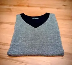 Lサイズ　ブリックハウス　Vネックニットベスト　ネイビー系　通勤着
