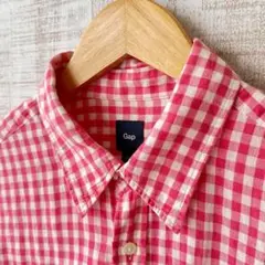【OLD GAP】古着 麻綿 ギンガムチェック ビンテージ 半袖シャツ