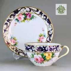 オールドノリタケ銘品!! 　金彩藍帯薔薇図紋　キャビネットカップ＆ソーサー