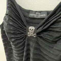 【本日限定価格】黒 ギャザー入りキャミソール スカル刺繍