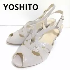 22 美品 ヨシト サンダル グレー クロコカタオシ ストラップ オープントゥのサムネイル