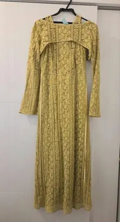イエローレースマキシドレス