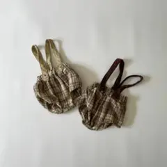 【韓国子供服】チェック柄 ネル素材 ブルマ サロペット [サイズ90]