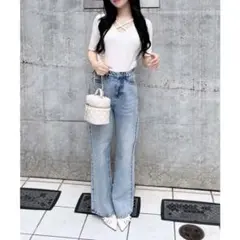 INGNI オーロララインストーン付デニムパンツ