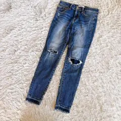 AZUL BY MOUSSY ダメージ加工スキニーデニム パンツ S アズール