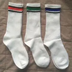 ホワイト ストライプ ソックス 3足セット