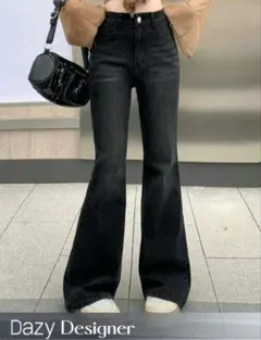 Dazy Designer フレアデニム ダークグレー JP-L(L)