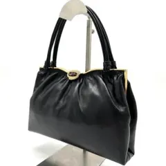 濱野皮革工藝 ハンドバッグ フォーマルバック ブラック　レザー 黒 プチポアン