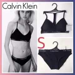 新品 usa 下着 カルバンクライン パット ブラ ビキニ ショーツ S 黒