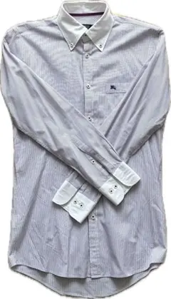 BURBERRY BLACK LABE胸エンブロイダリー7Bストライプ長袖シャツ