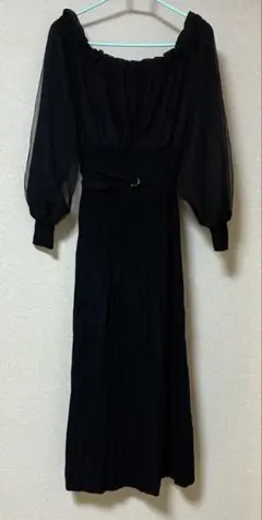 マーキュリーデュオ　異素材ドッキングオフショルニットワンピース　ブラック