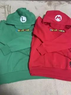 新品 ペアルック パーカー マリオ ルイージ 裏起毛 なりきり 刺繍