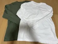 無印良品　ロンT 2枚　カーキ&ホワイトのサムネイル