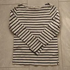 無印良品　グレーと紺のストライプ Tシャツ Sサイズ　カットソー