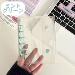シール帳 A7サイズ リフィル クリア バインダー 透明 人気 ミントグリーン