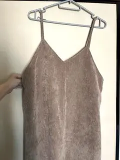 GU ブラウン コーデュロイ キャミワンピース