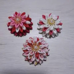 4ちりめん細工 花のパーツ 3個セット