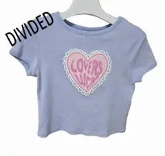 H&M DIVIDED ハートプリント Tシャツ Mサイズ ライトブルー Y2Kのサムネイル