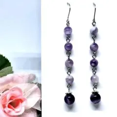 天然石＊アメジスト＊ピアス＊イヤリング＊サージカルステンレス＊パワーストーン＊連